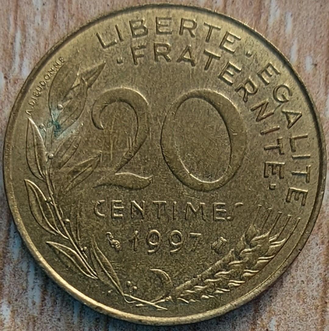 Prancūzija 20 santimų 1997 KM#930 (A01)