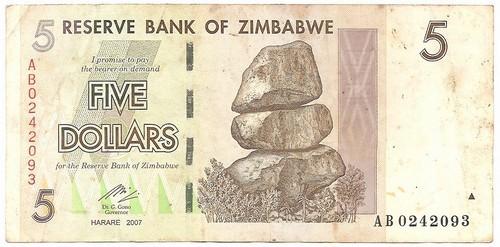 Zimbabvė. 5 doleriai ( 2007 ) VF