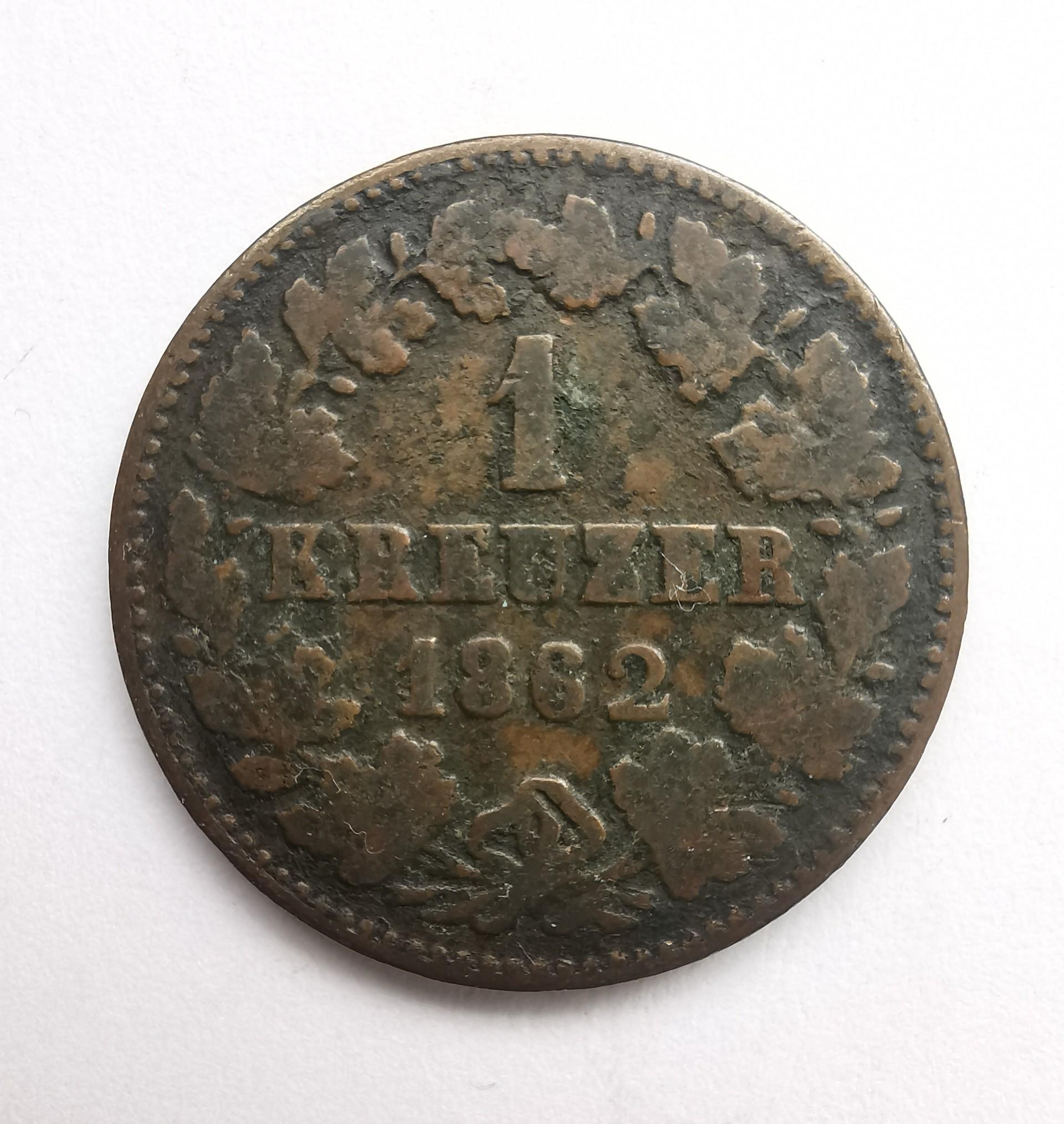Vokietija 1 kreuzer 1862 Nasau