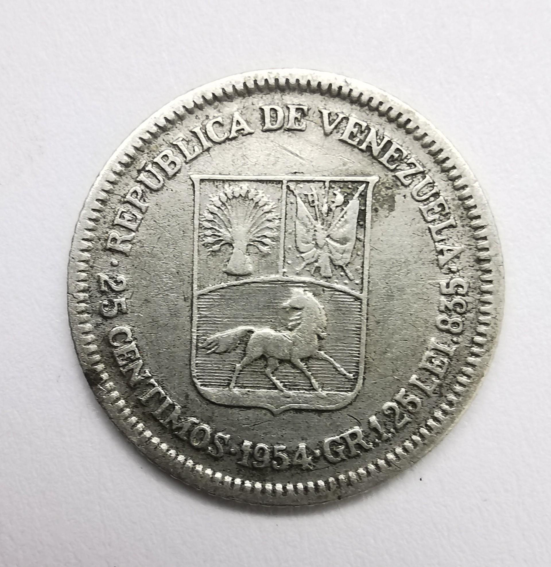 Venesuela 25c 1954 Sidabras 
