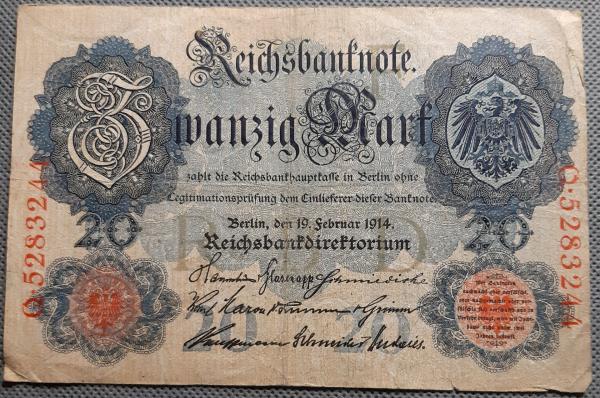 Vokietija 20 Markių Reichsbanknotų 1914 (1215)