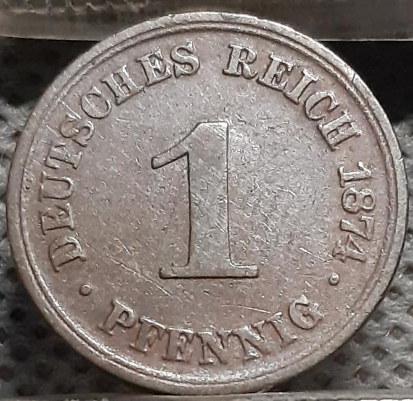 Vokietija 1 Pfenigas 1874 Raidė A KM#1 (1227)