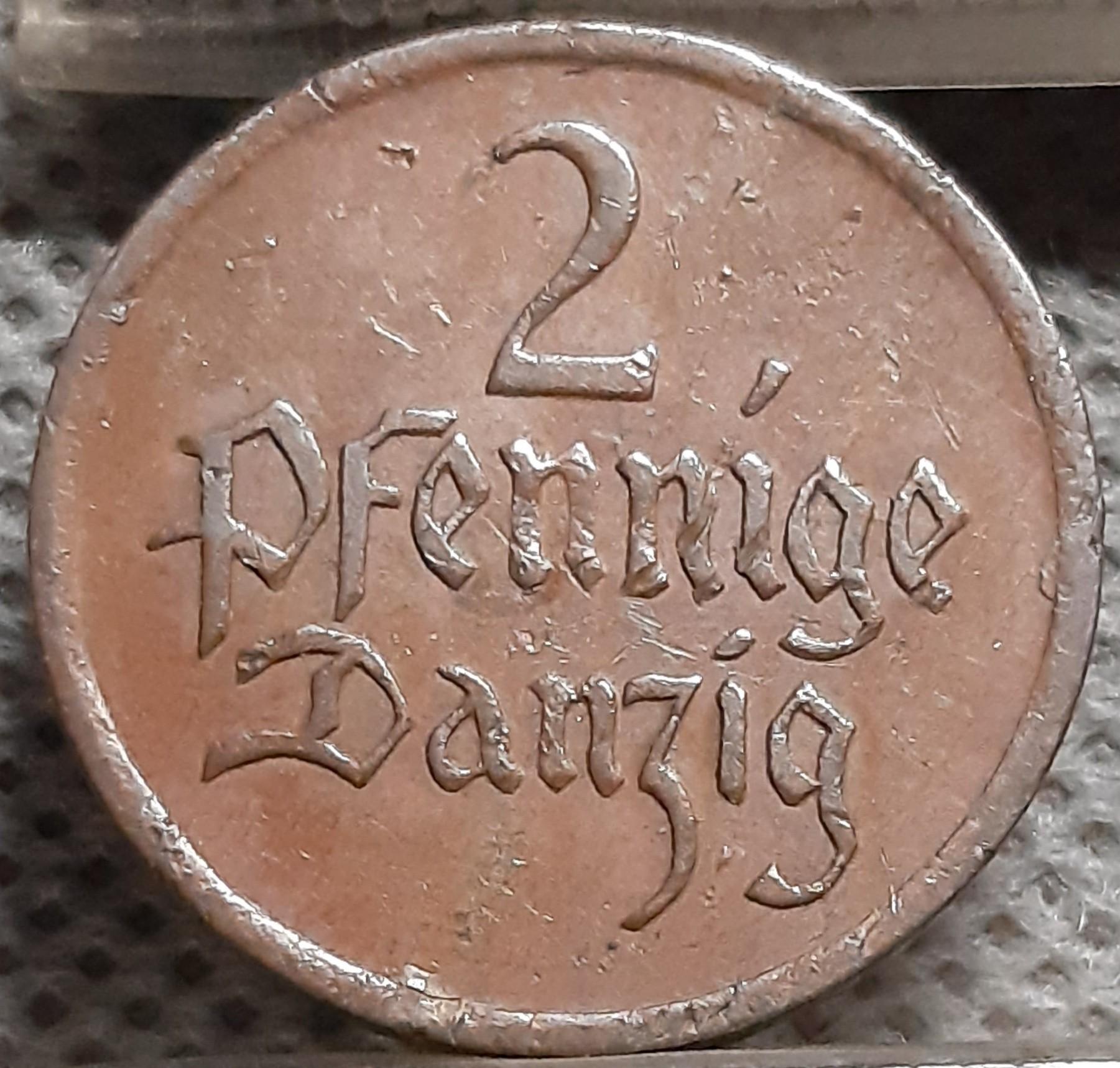 Dancigas 2 Pfenigai 1923 KM#141 Bronza (1240)