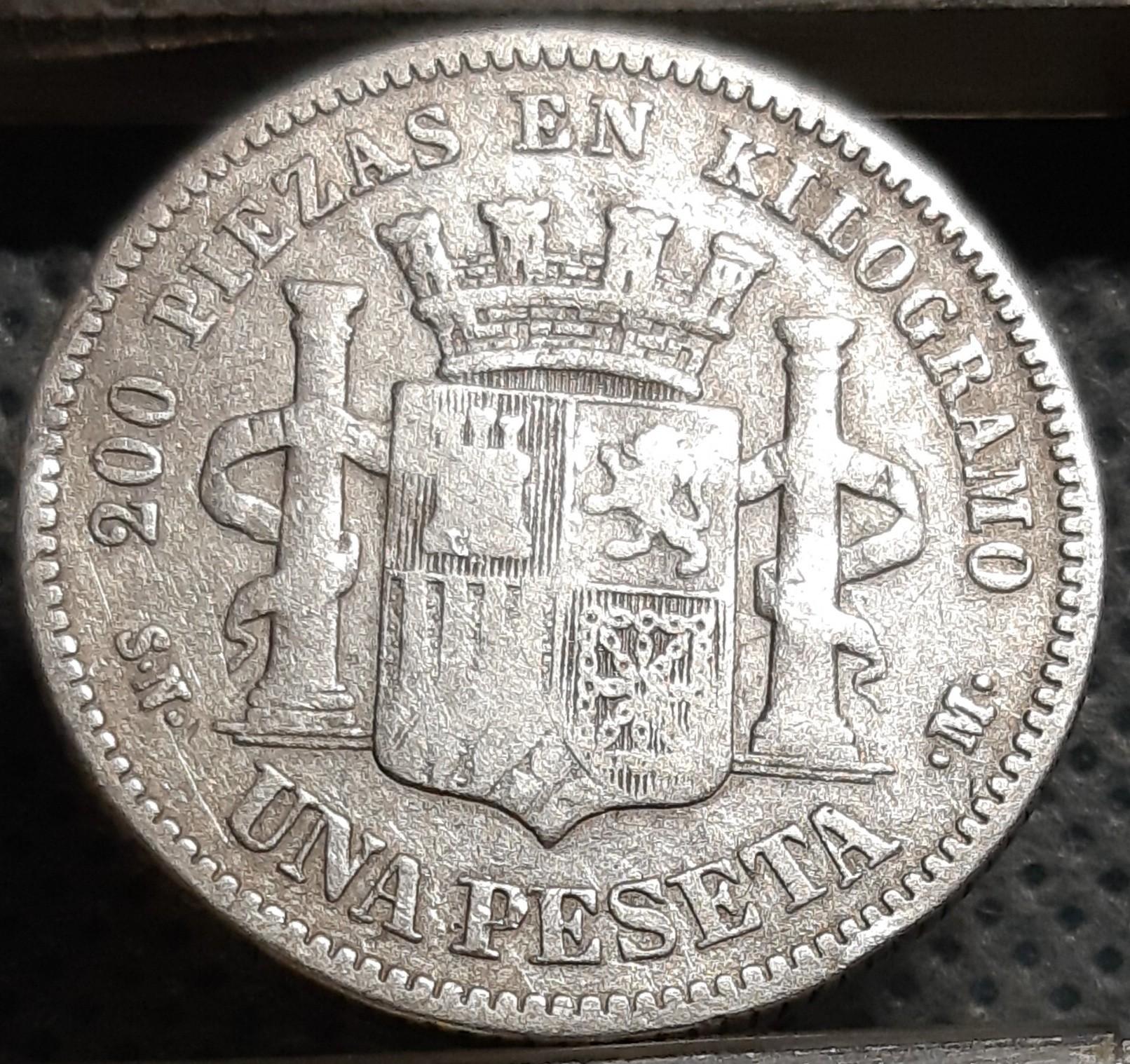 Ispanija 1 Peseta 1870 KM# 653 Sidabras (1286)