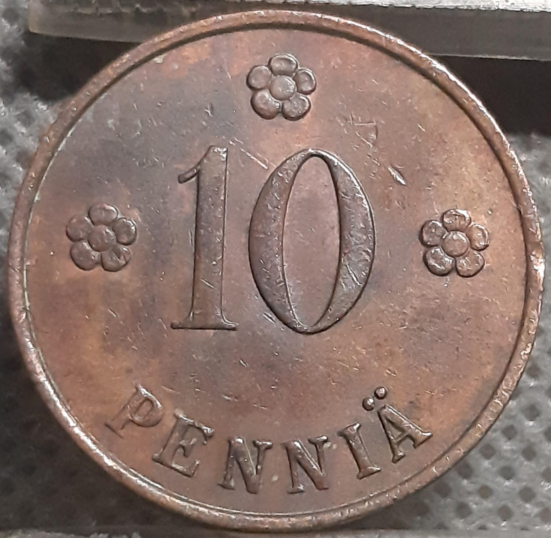 Suomija 10 Pensų 1930 KM#24 Varis (1321)