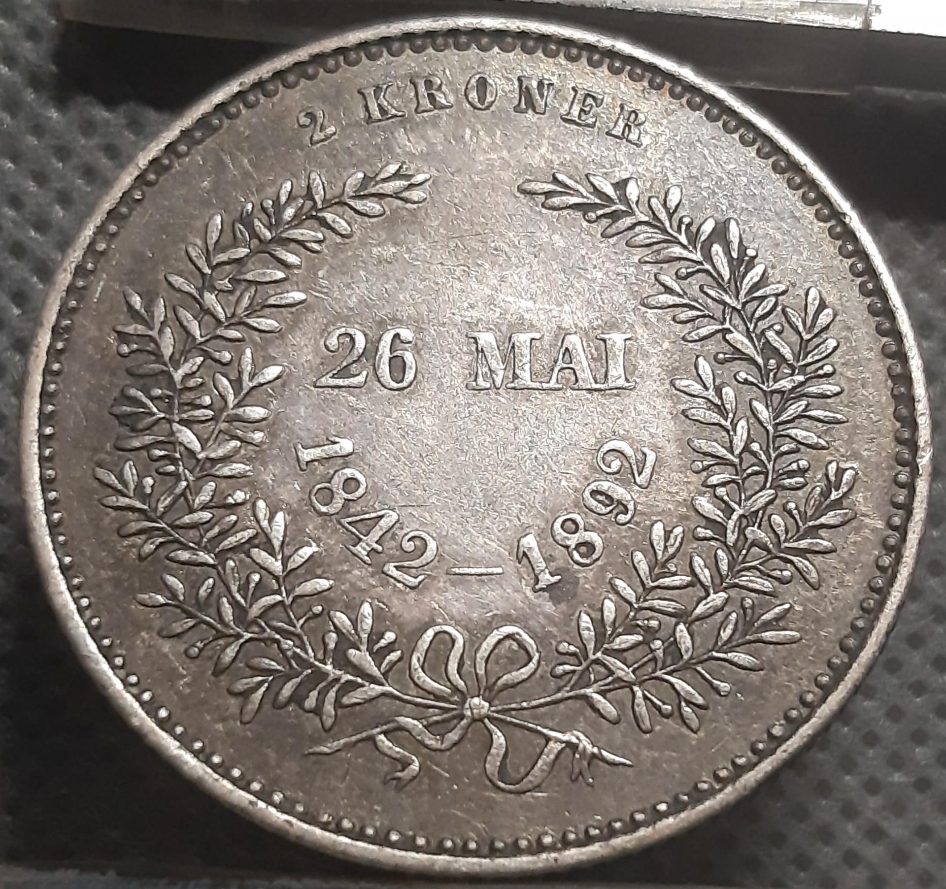 Danija 2 kronos 1892 Proginė KM#800 (1332)