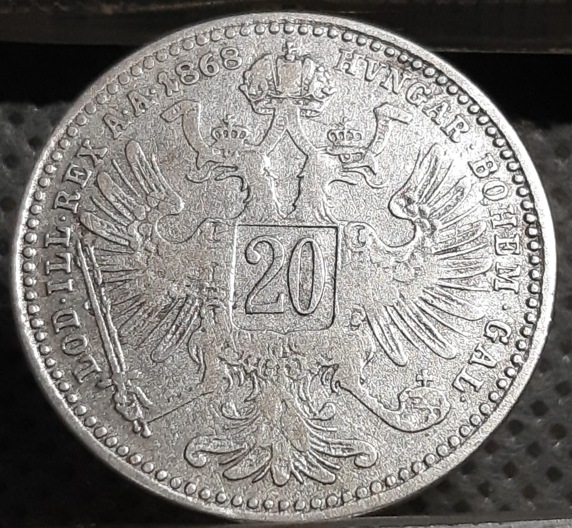 Austrija 20 Kreicerių 1868 KM#2212 (1369)