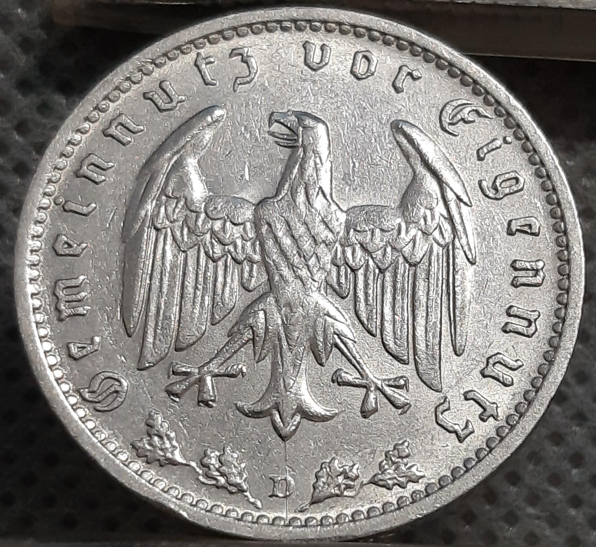 Vokietija 1 Reichsmarkė 1934 D KM#78 (1375)