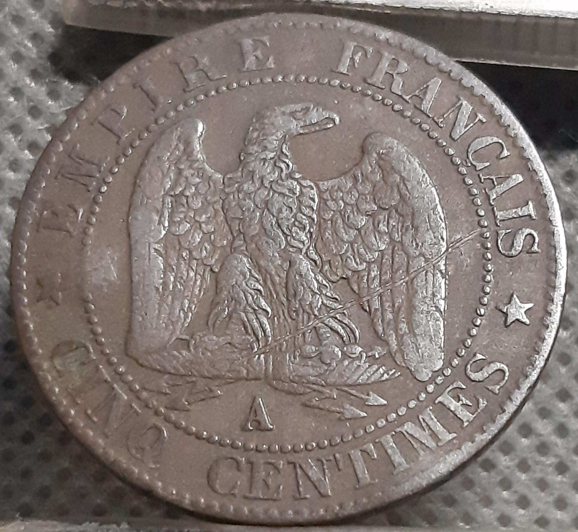 Prancūzija 5 Santimai 1855 KM#777 Bronza (1387)