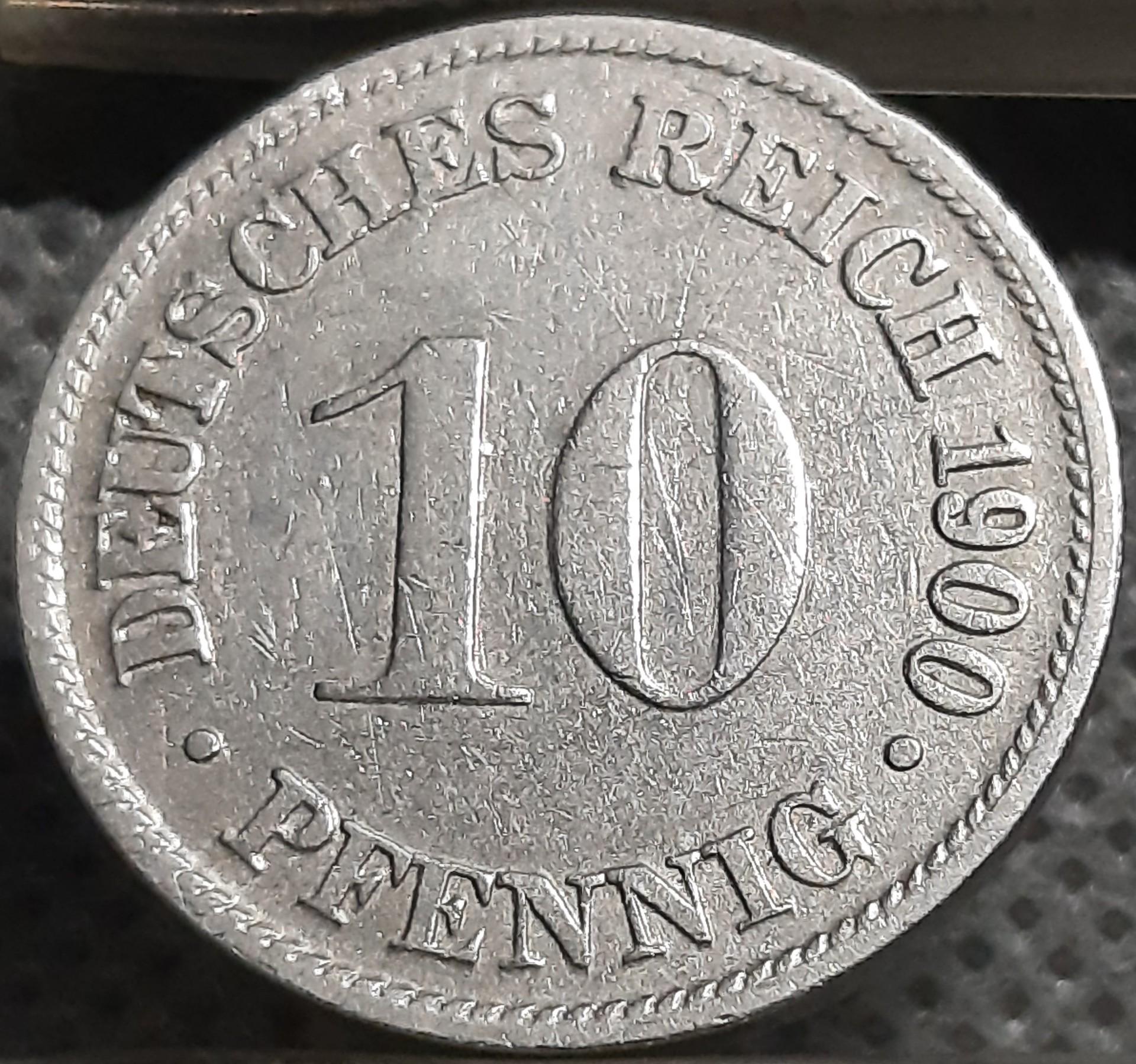 Vokietija 10 Pfenigų 1900 D KM#12 (1412)