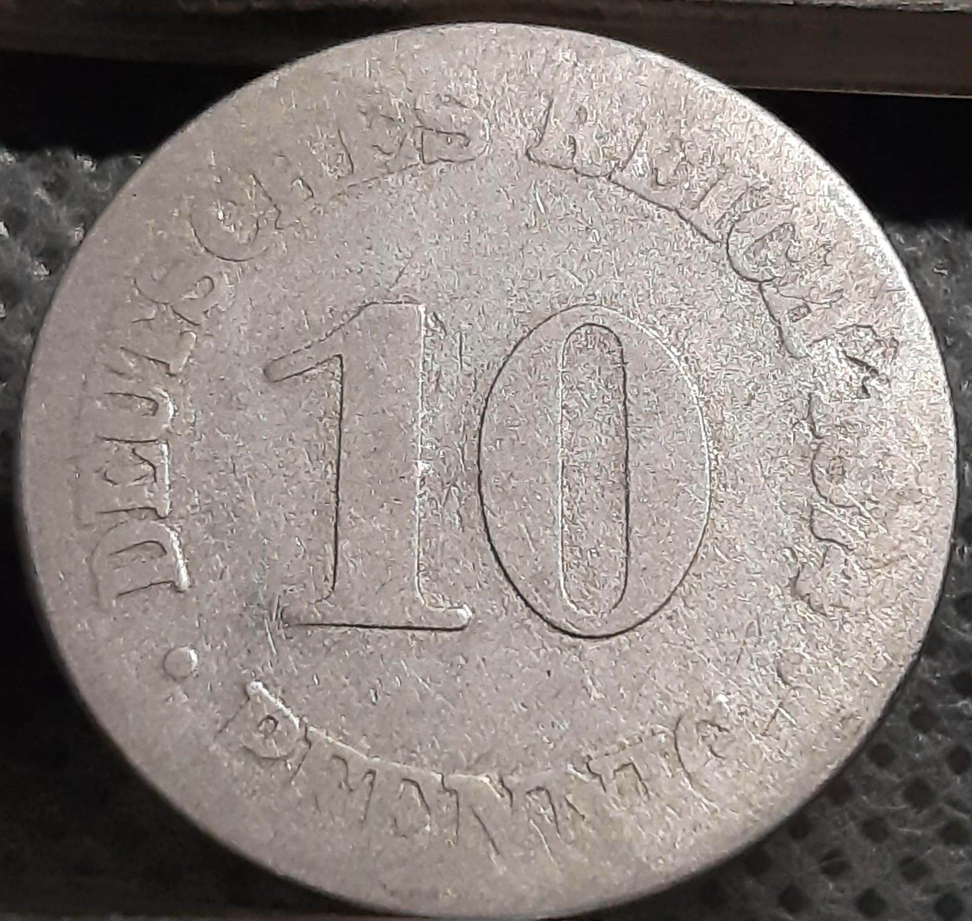 Vokietija 10 Pfenigų 1874 Raidė ? KM#4 (1417)