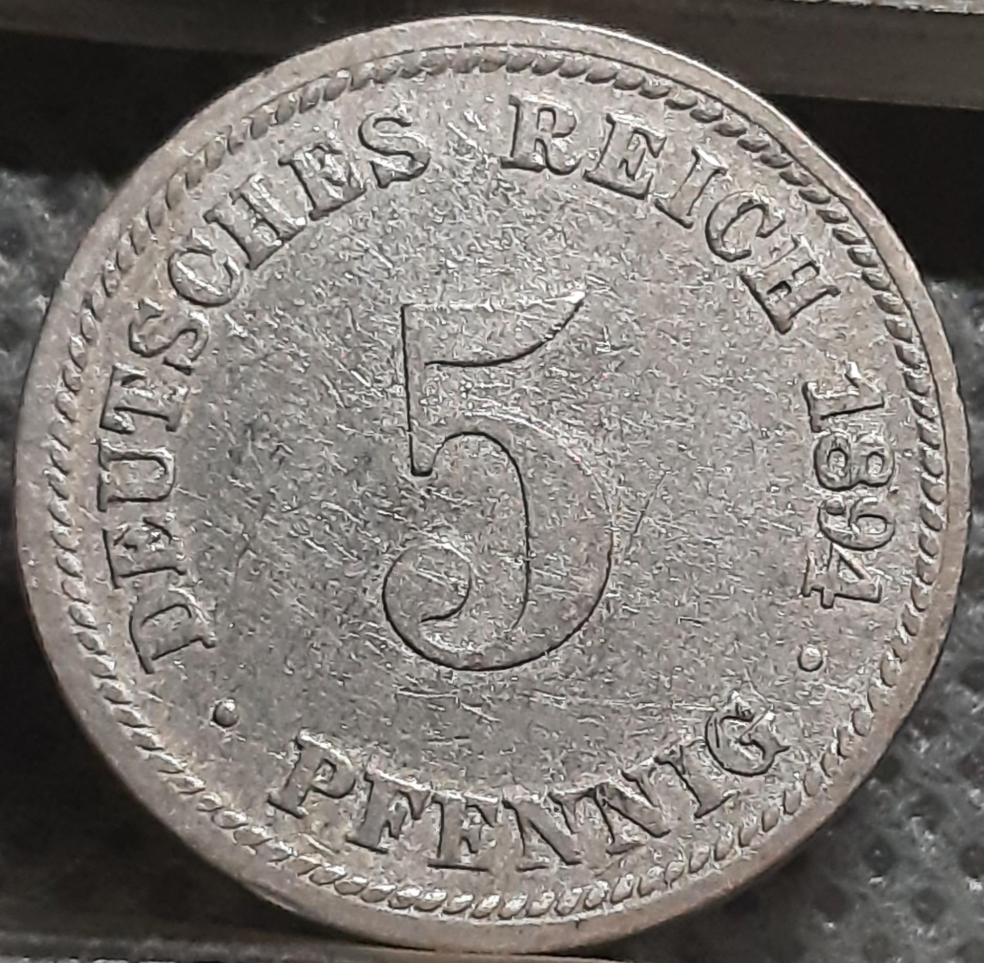 Vokietija 5 Pfenigai 1894 D KM#11 (1421)