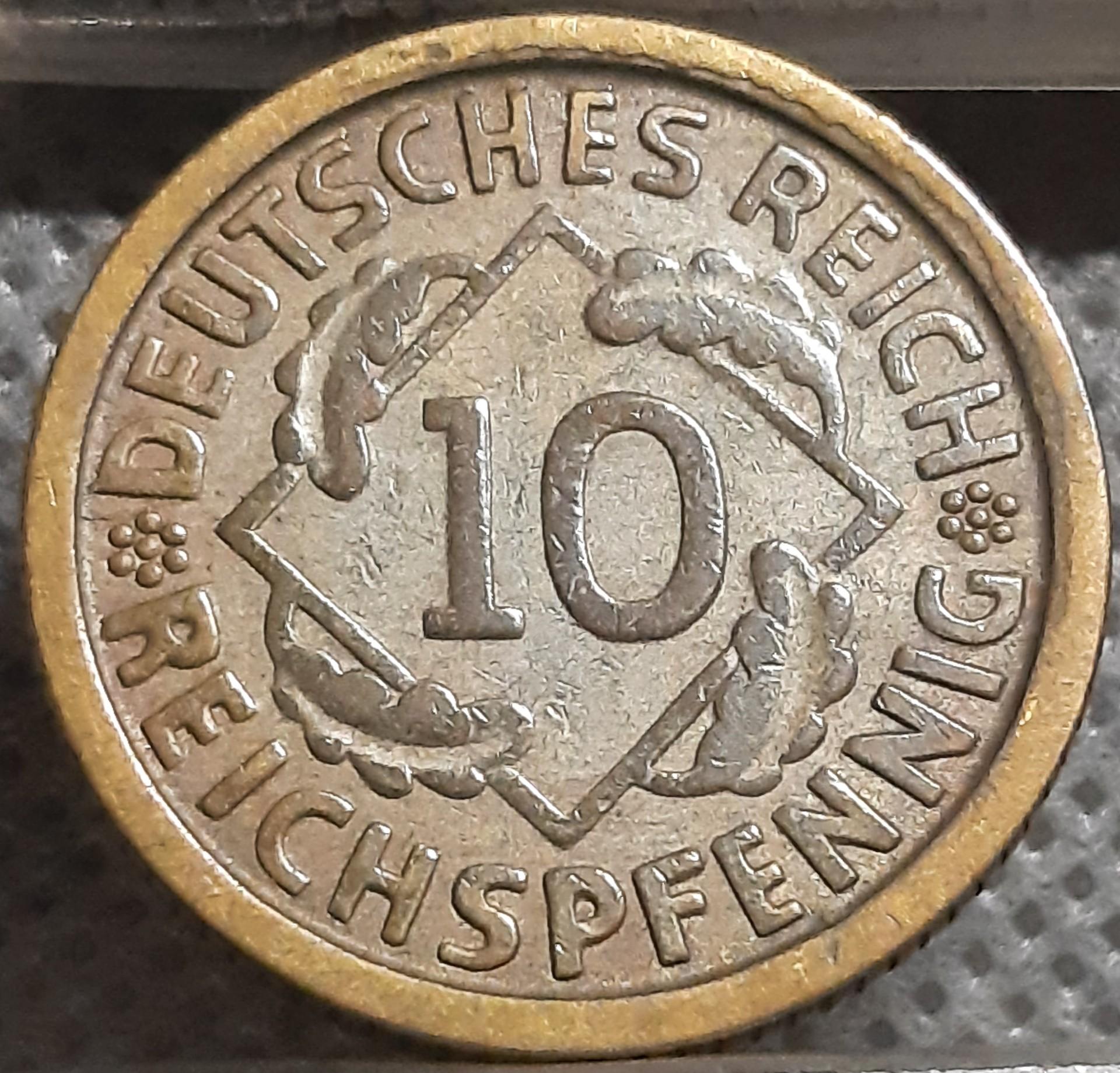 Vokietija 10 Reichspfenigų 1925 F KM#40 (1447)