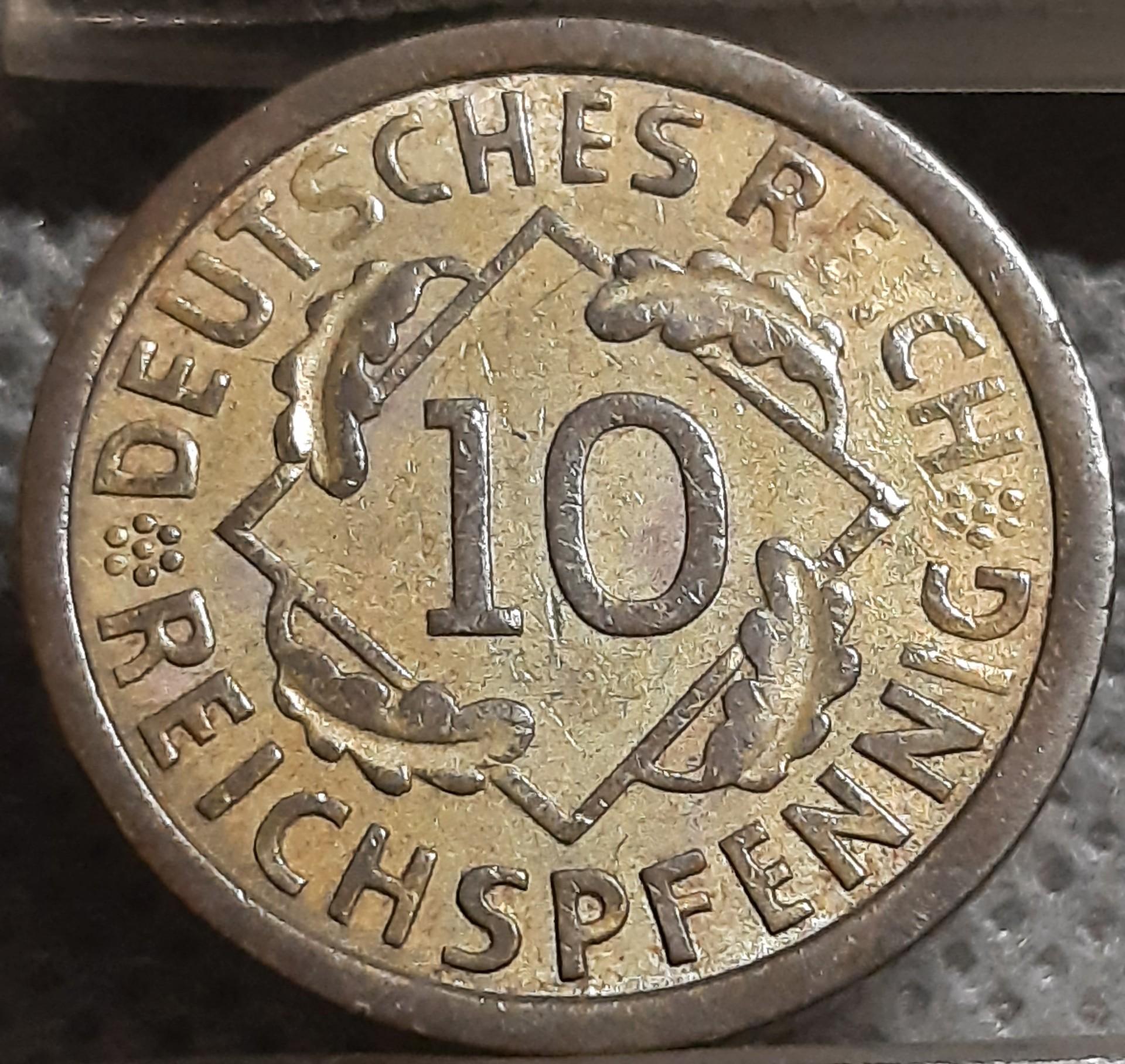 Vokietija 10 Reichspfenigų 1924 A KM#40 (1446)