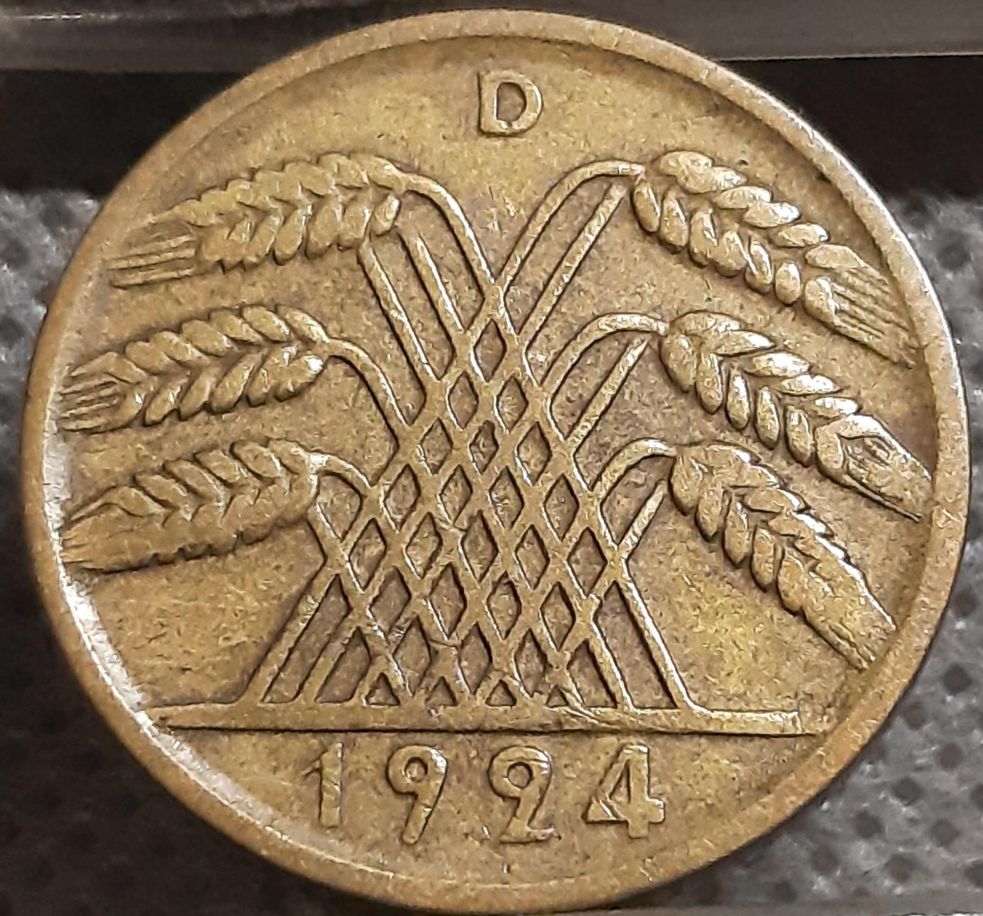 Vokietija 10 Reichspfenigų 1924 D KM#40 (1449)