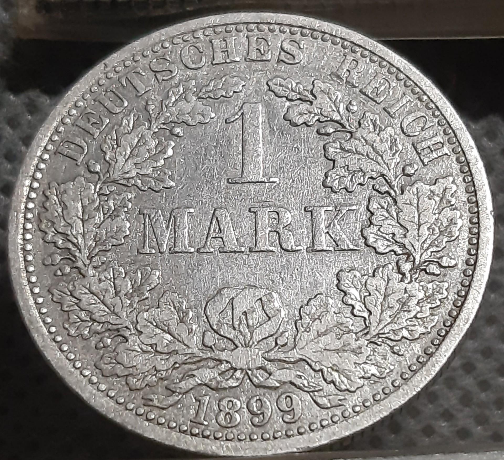 Vokietija 1 Markė 1899 A KM#14 Sidabras (1451)