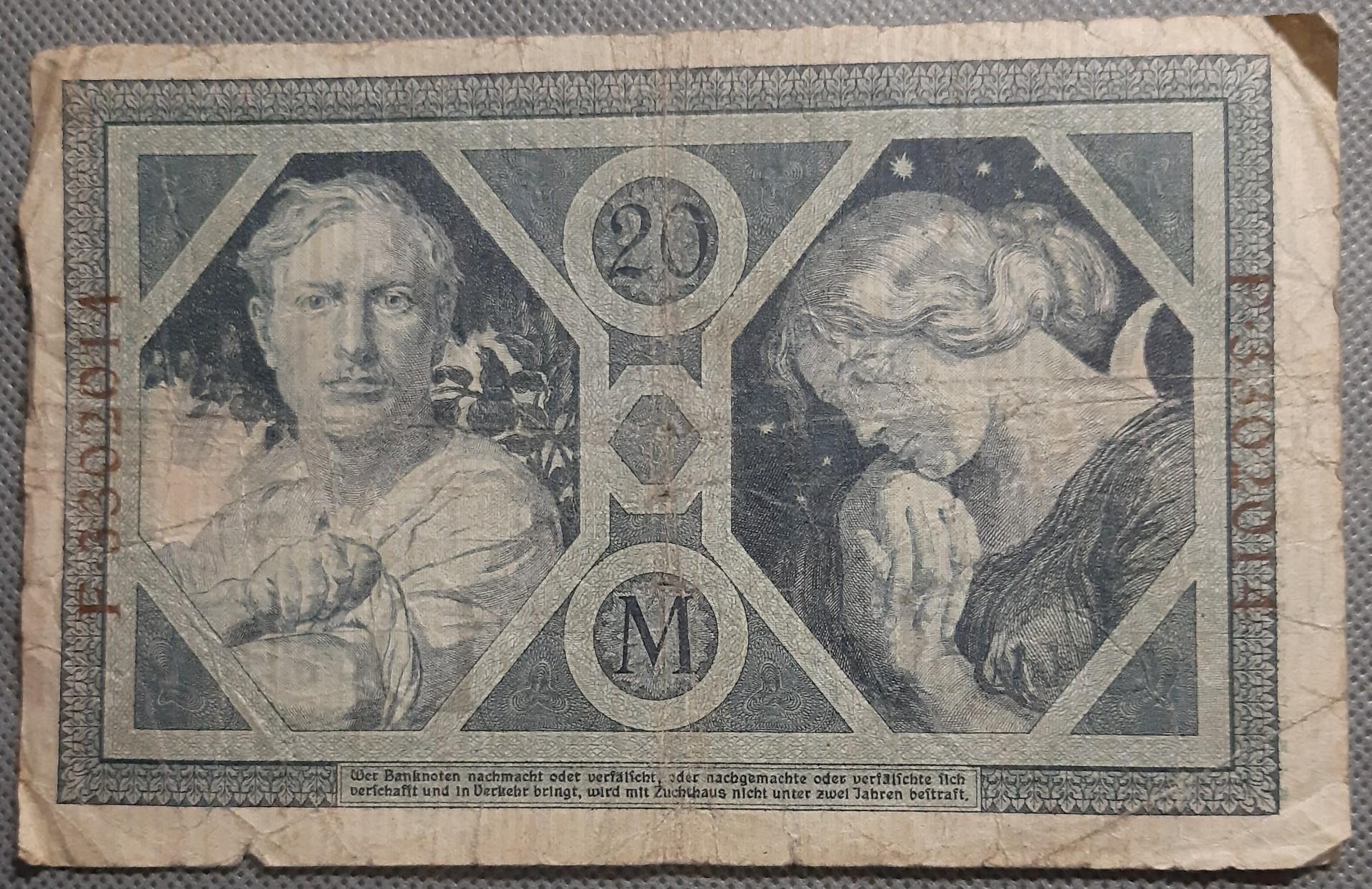 Vokietija 20 Markių Reichsbanknotų 1915 (1465)