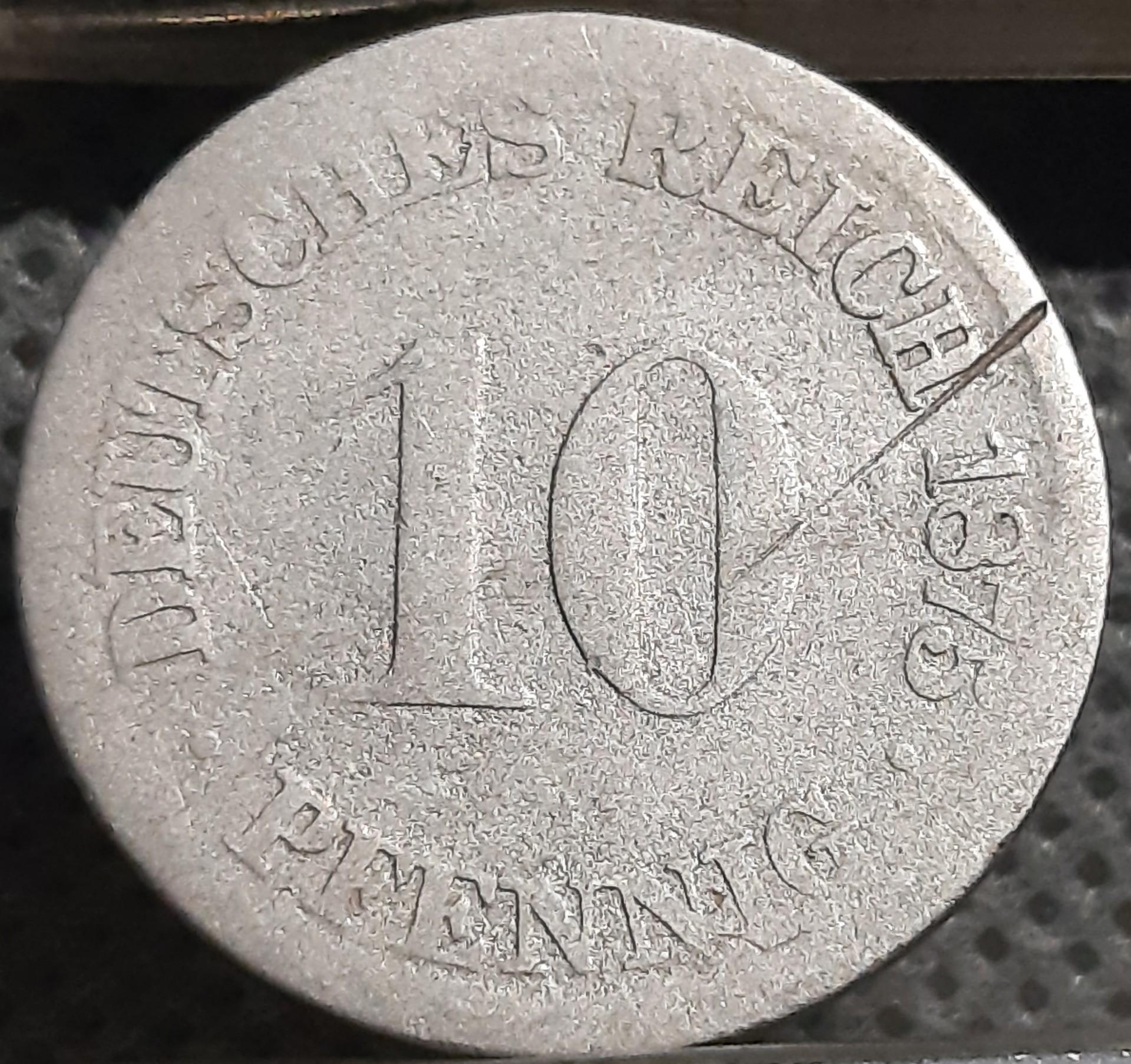 Vokietija 10 Pfenigų 1875 F KM#4 (1462)