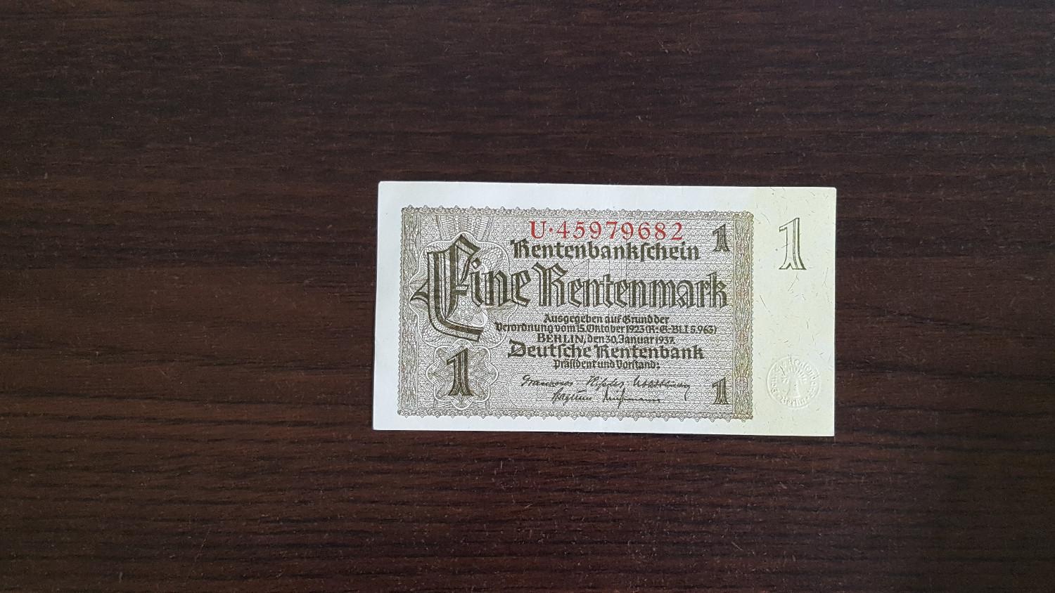 Eine Rentenmark 1937 VF