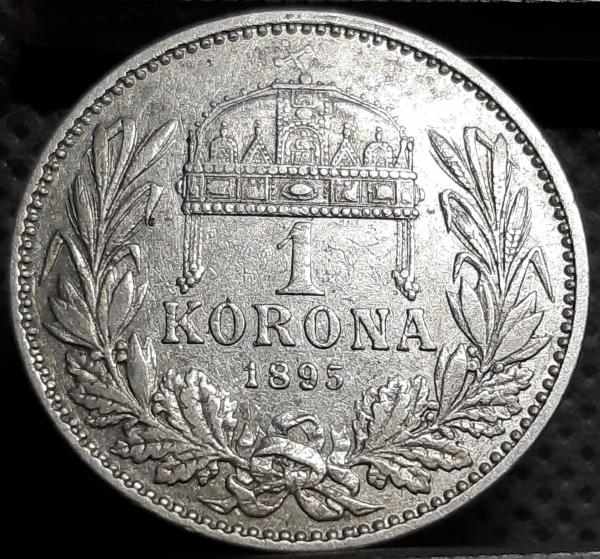 Vengrija 1 Krona 1895 KM#484 Sidabras (1506)