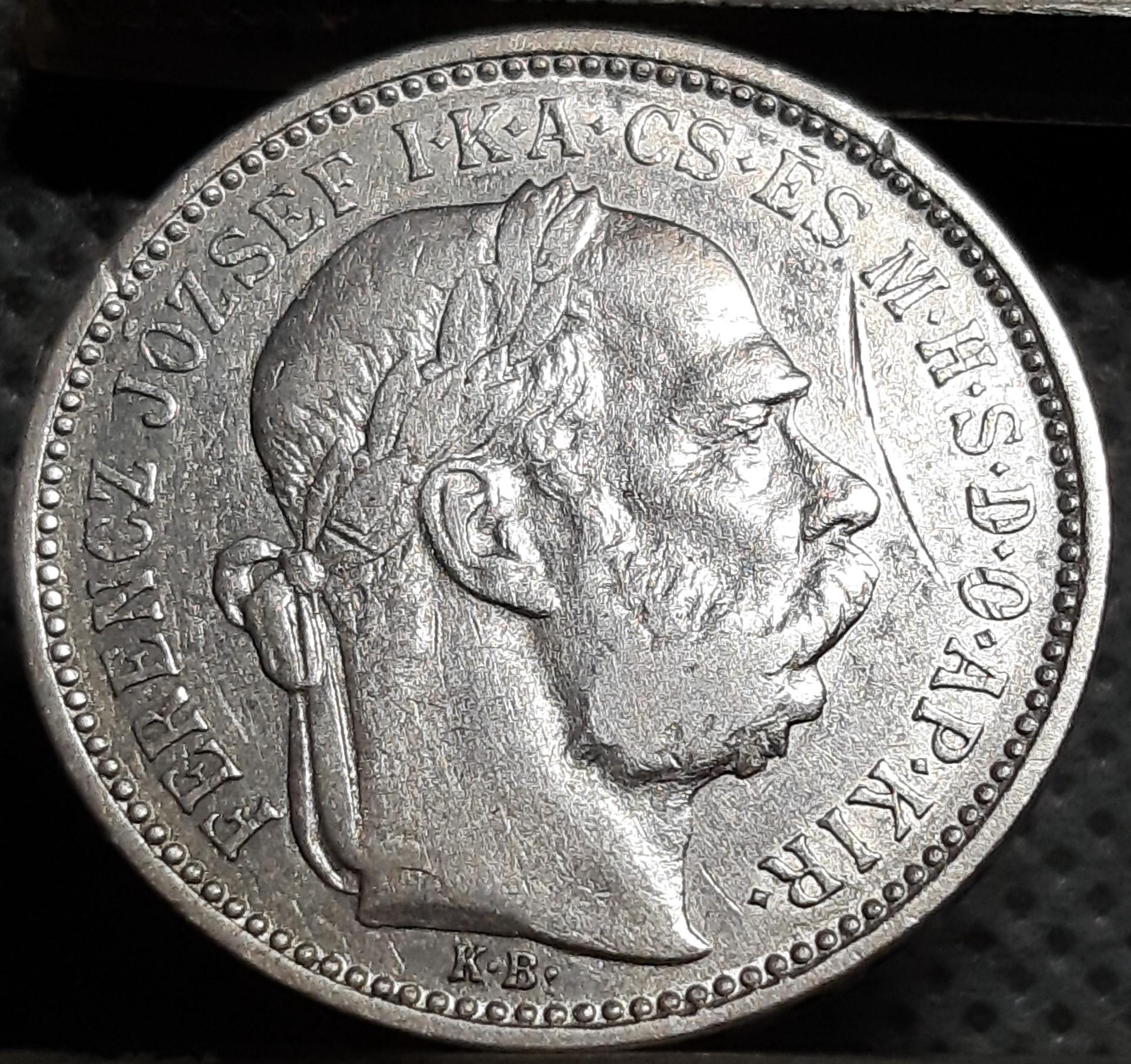 Vengrija 1 Krona 1895 KM#484 Sidabras (1506)