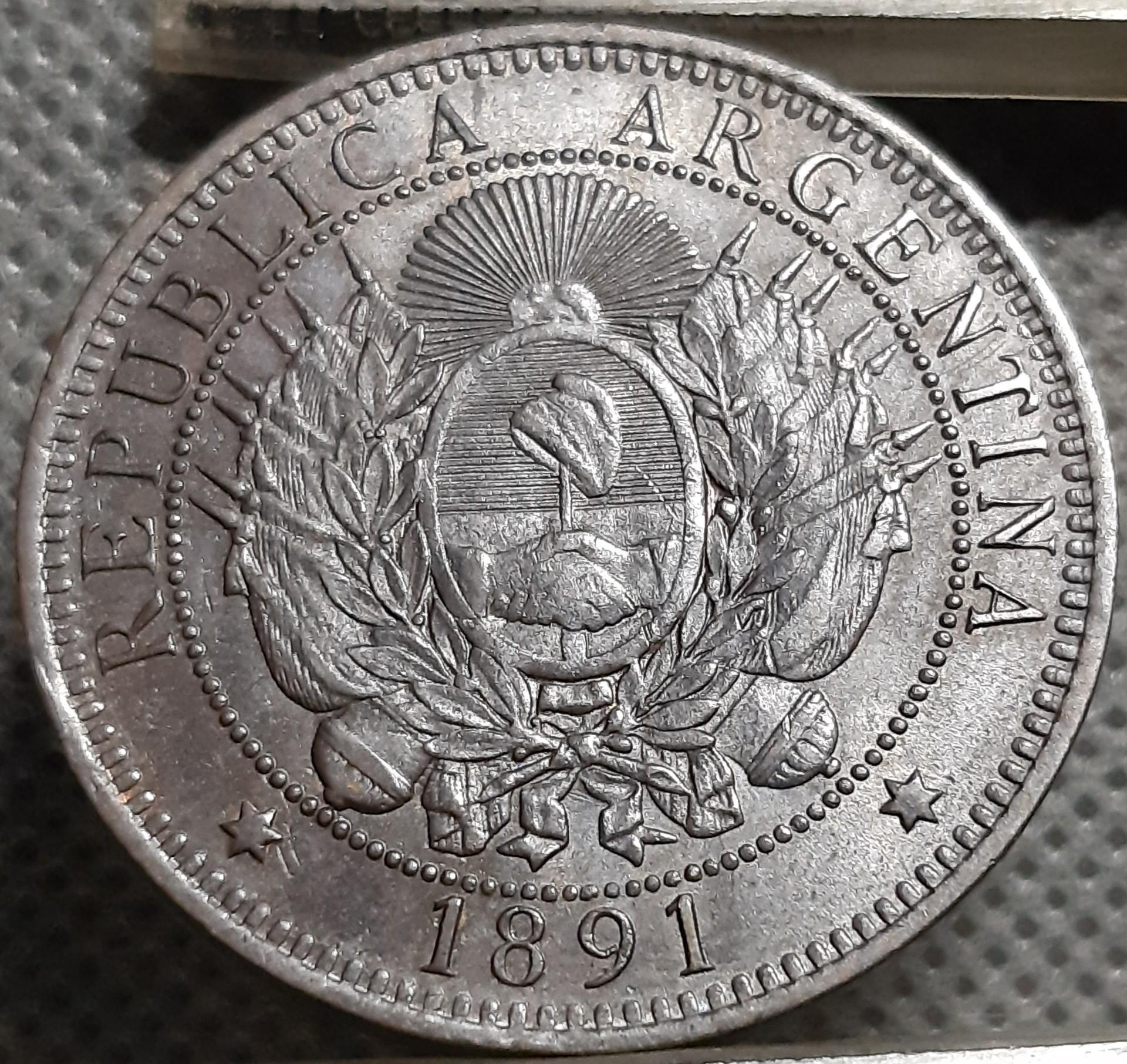 Argentina 2 Sentavai 1891 KM#33 Bronza (1510)