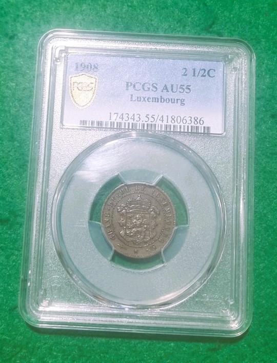 PCGS AU55 Luxembourg  2 1/2 cents 1908 