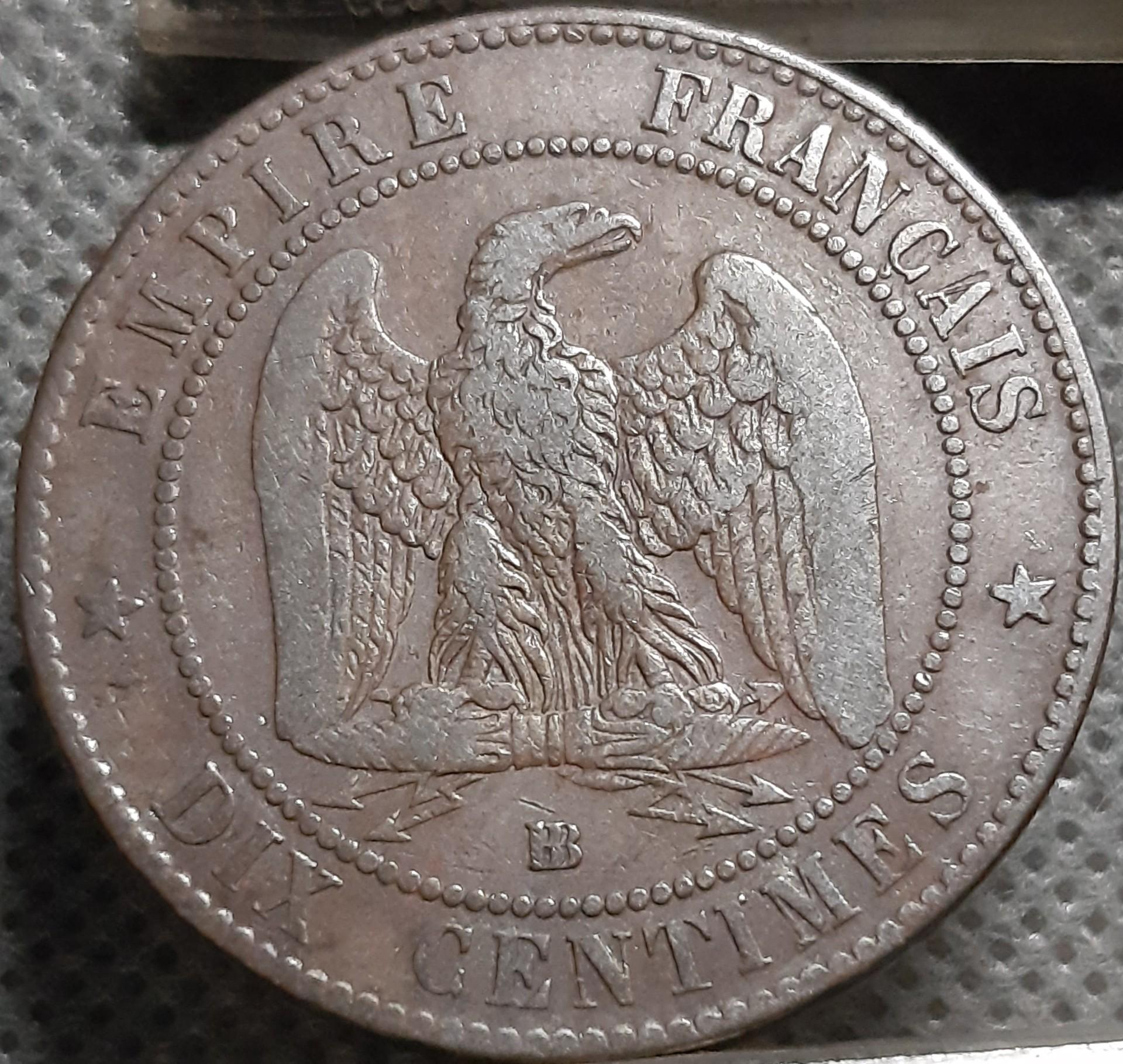 Prancūzija 10 Santimų 1856 BB KM#771 Bronza (1519)