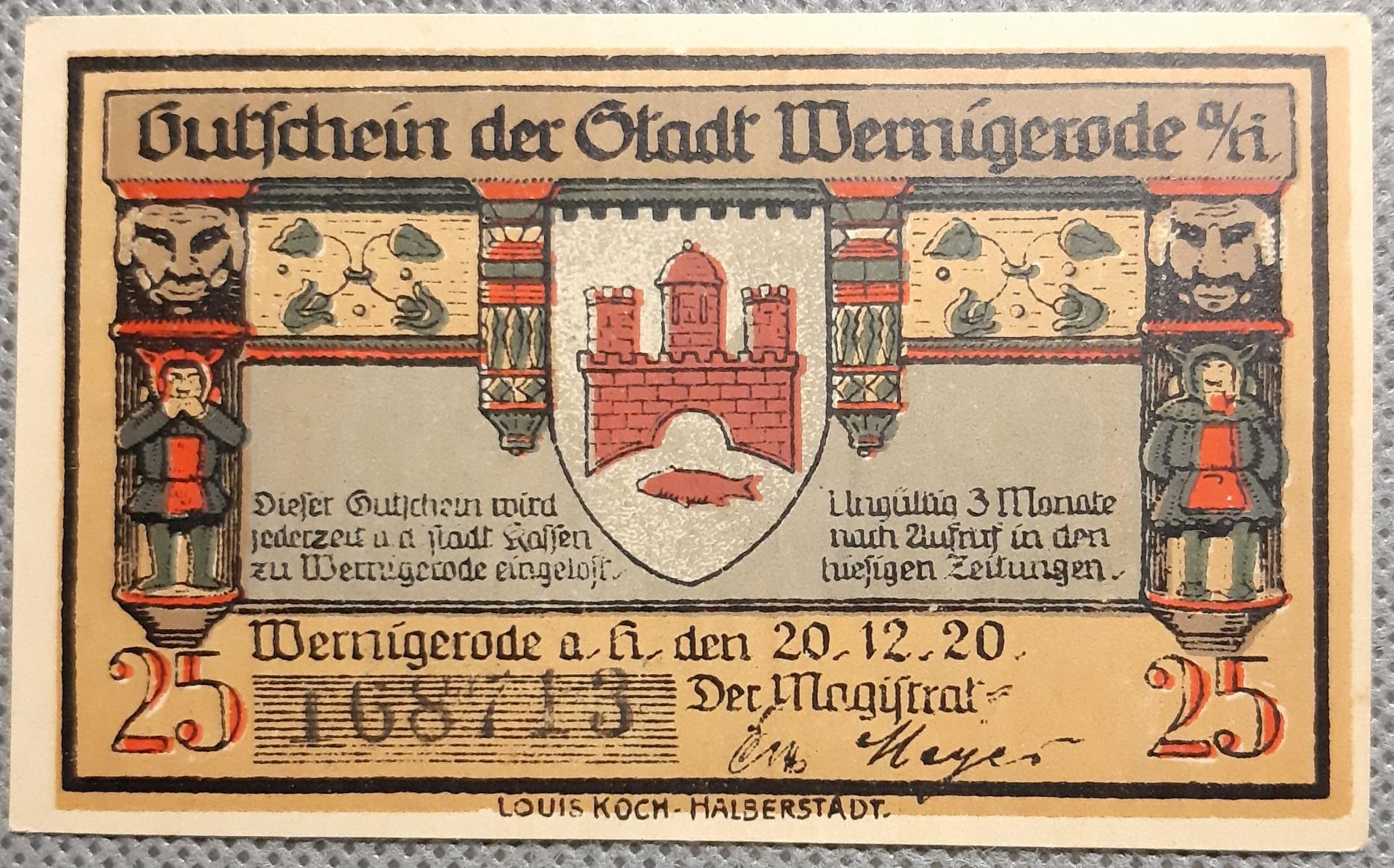 Vokietija 25 Pfenigai Wernigerode 1920 (1543)