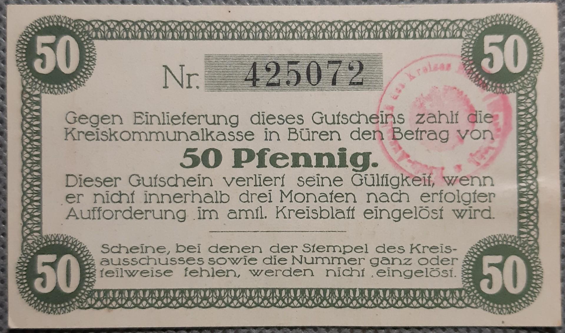 Vokietija - Buren 50 Pfenigų 1917 N# 226092 (1544)