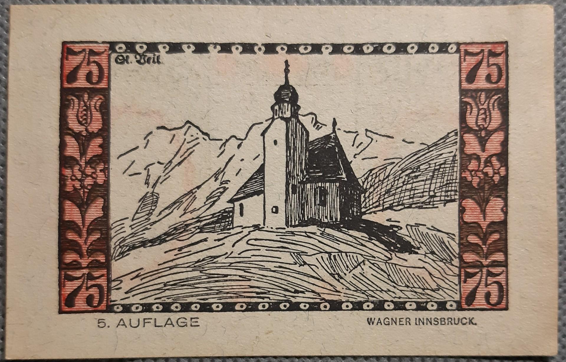 Austrija 75 Heleriai Telfs 1921 N#270611 (1548)