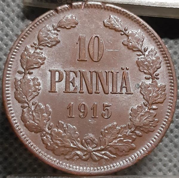 Suomija 10 Pensų 1915 KM#14 Varis (1572)