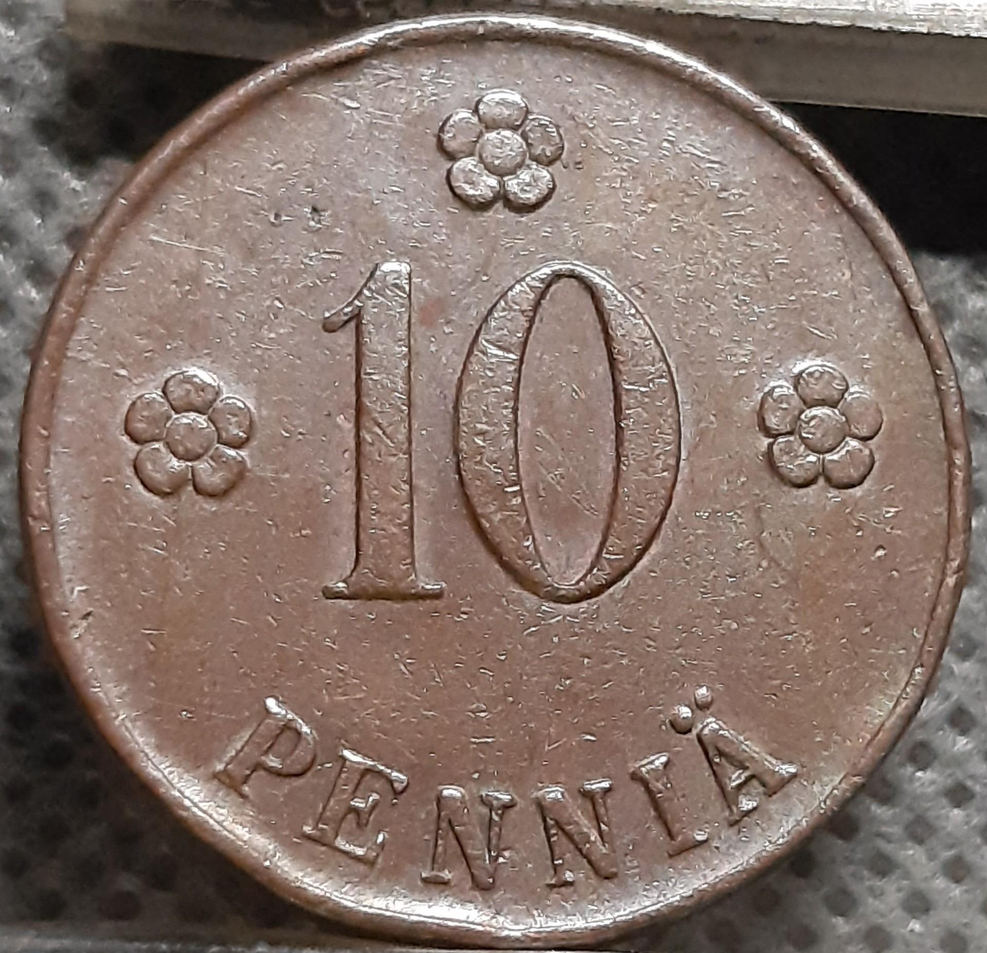 Suomija 10 Pensų 1923 KM#24 Varis (1573)