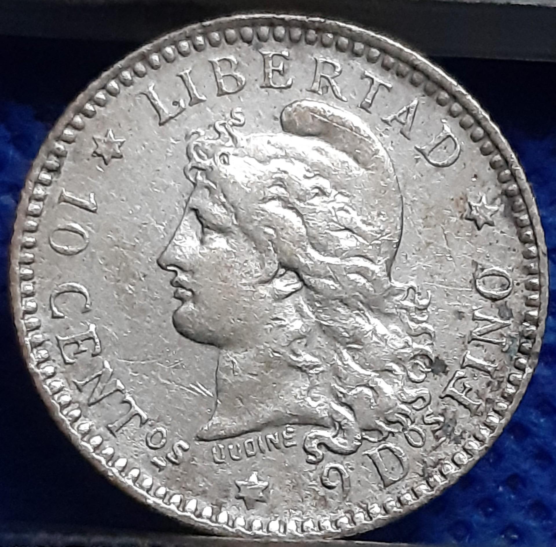 Argentina 10 Sentavų 1883 KM#26 (1618)