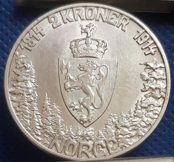 Norvegija 2 Kronos 1914 Proginė KM#377 (1667)