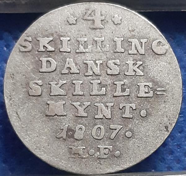 Danija 4 Skilingai 1807 KM#661 Sidabras (1669)