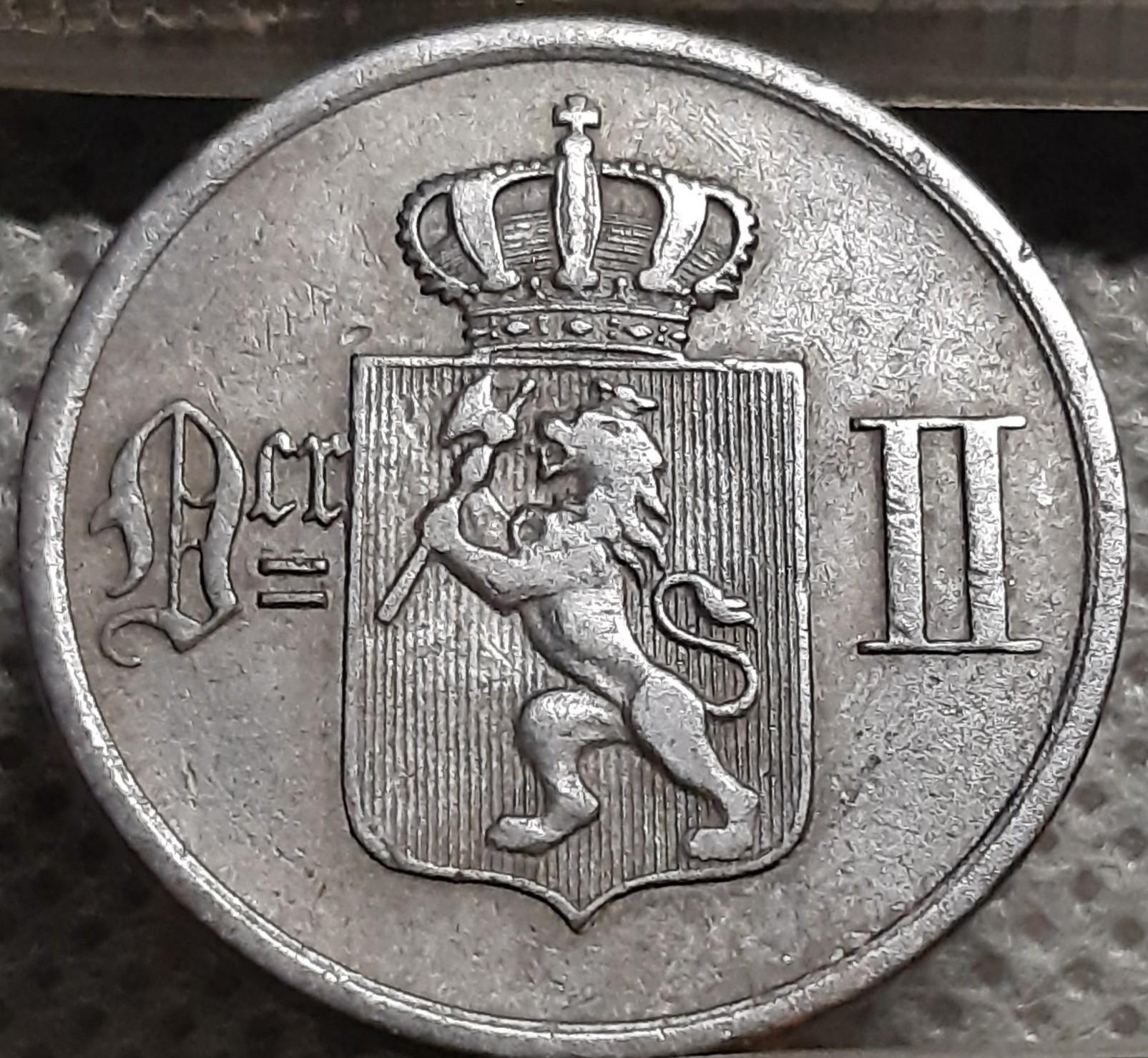 Norvegija 2 Erės 1876 KM#353 Bronza (1723)