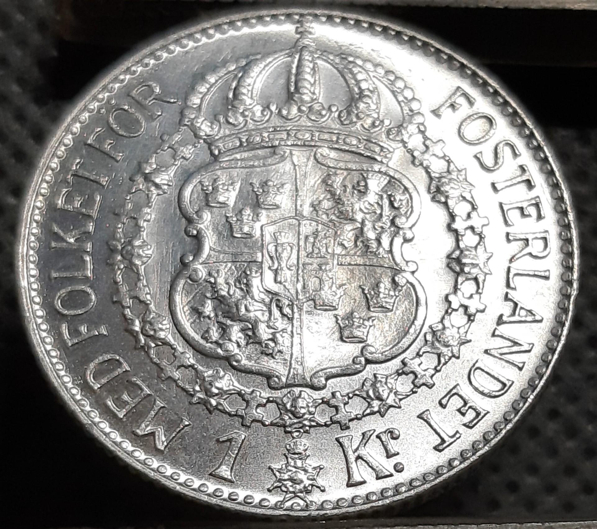 Švedija 1 Krona 1939 KM#786 Sidabras (1724)