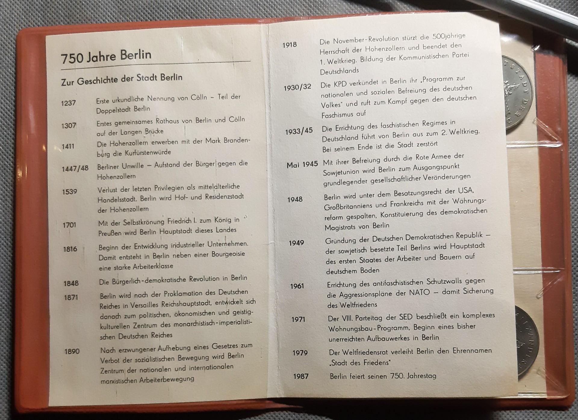 Vokietija Rinkinys 750 Metų Berlynui 1987 (1728)