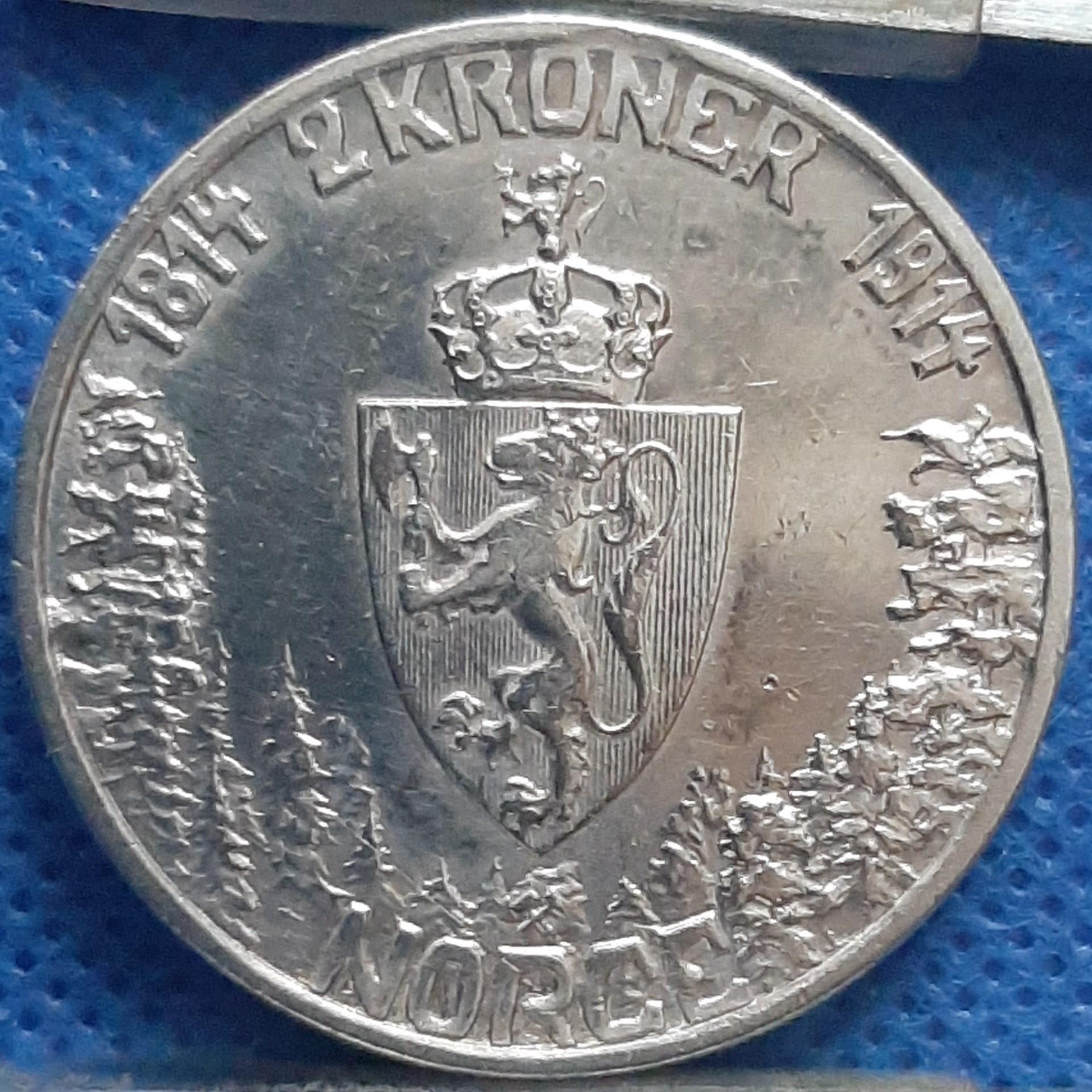 Norvegija 2 Kronos 1914 Proginė KM#377 (1732)