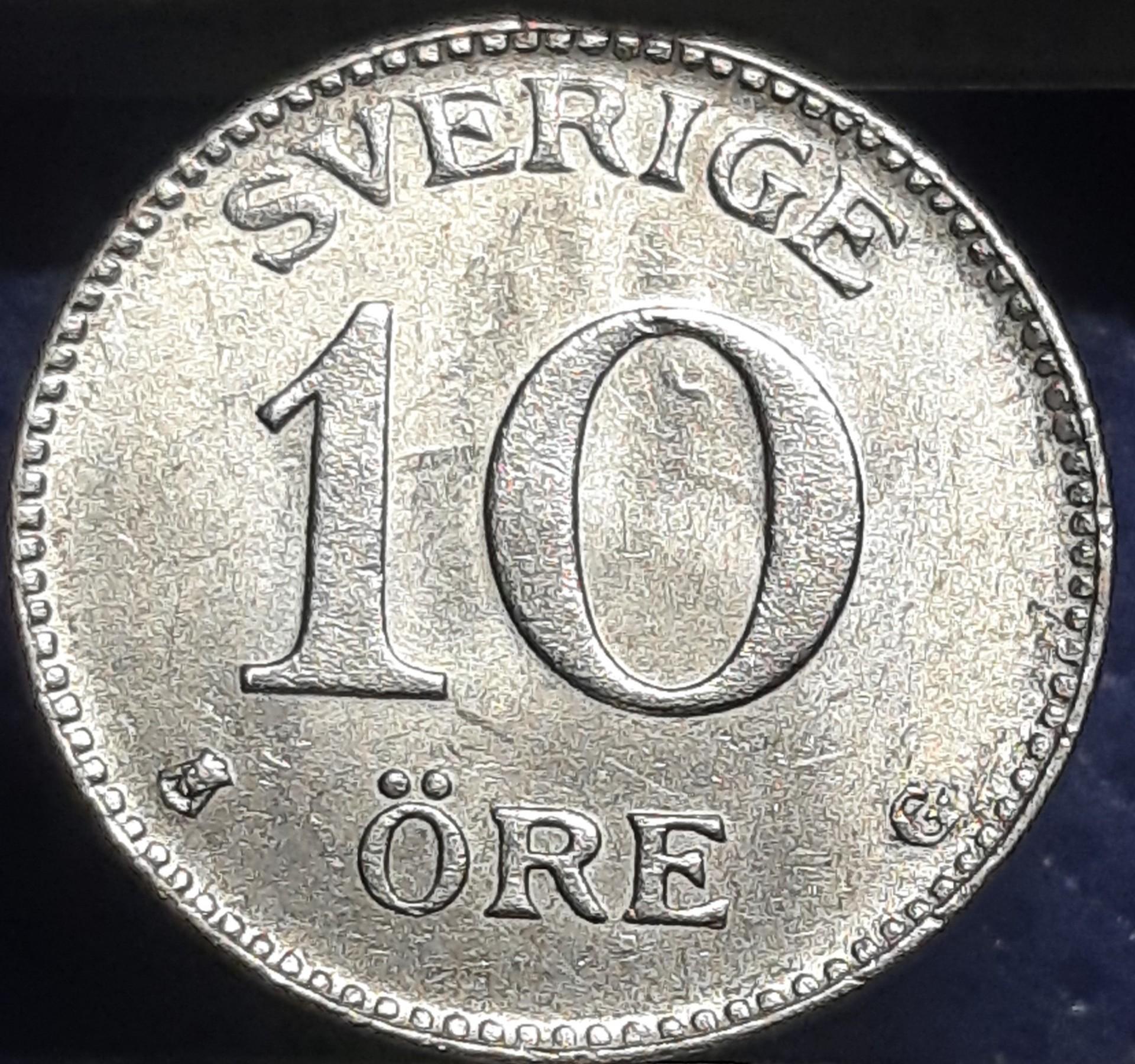 Švedija 10 Erių 1936 KM#780 Sidabras (1735)