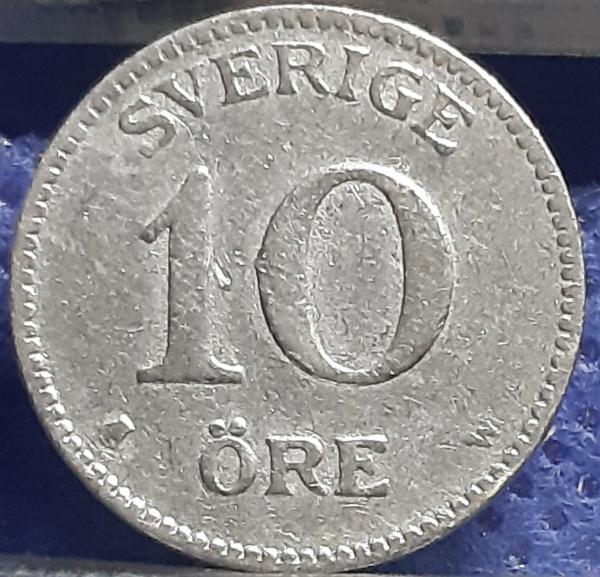 Švedija 10 Erių 1911 KM#780 Sidabras (1738)