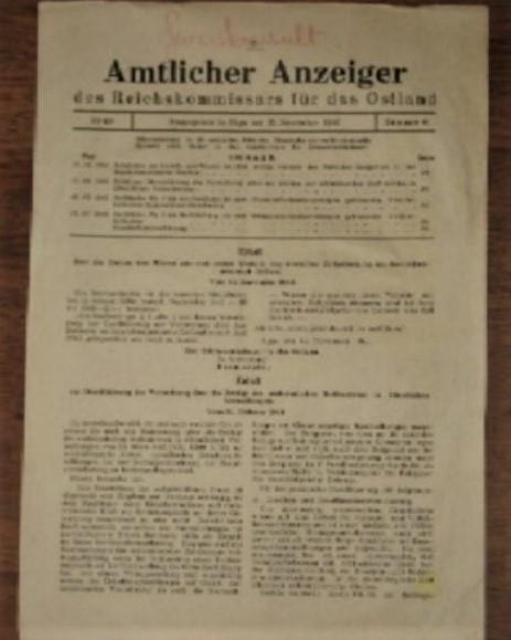 Amtlicher Anzeiger des Reichkommissars fur das OSTLAND