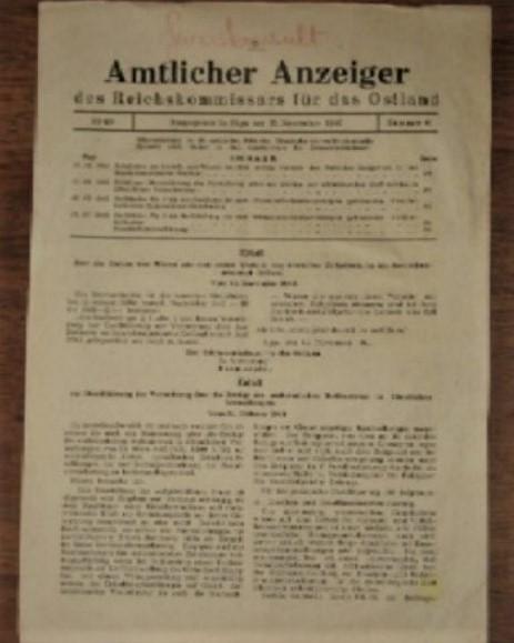 Amtlicher Anzeiger des Reichkommissars fur das OSTLAND