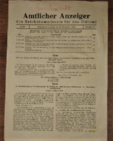 Amtlicher Anzeiger des Reichkommissars fur das OSTLAND