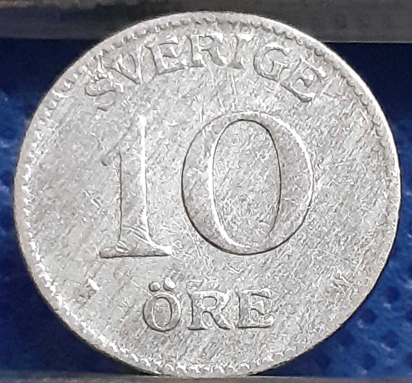 Švedija 10 Erių 1919 KM#780 Sidabras (1769)