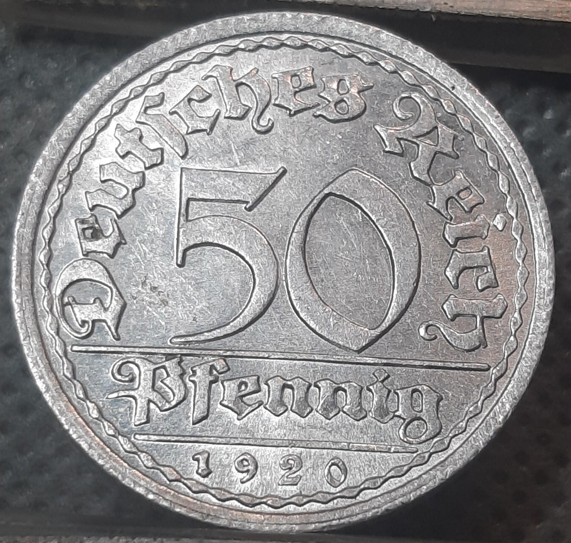 Vokietija 50 Pfenigų 1920 A KM#27 Aliuminis (1796)