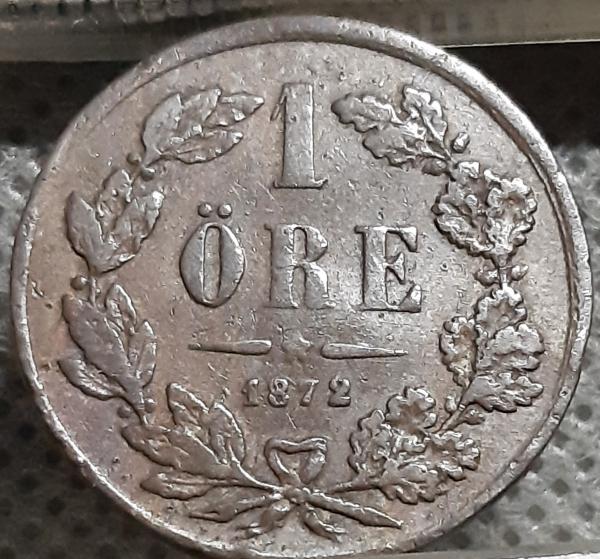 Švedija 1 Erė 1872 L.A.KM#705 Bronza (1832)