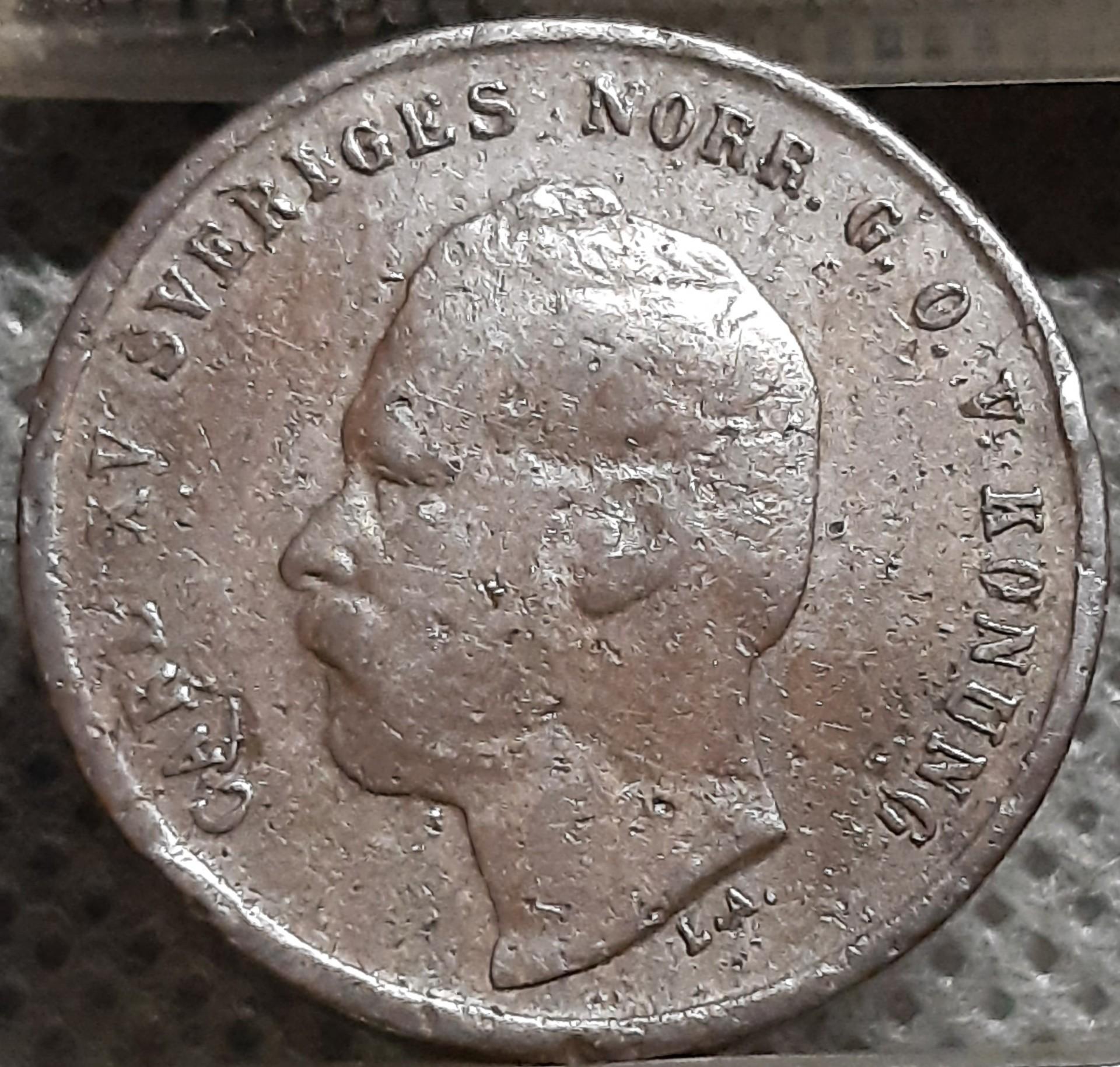 Švedija 1 Erė 1872 L.A.KM#705 Bronza (1832)