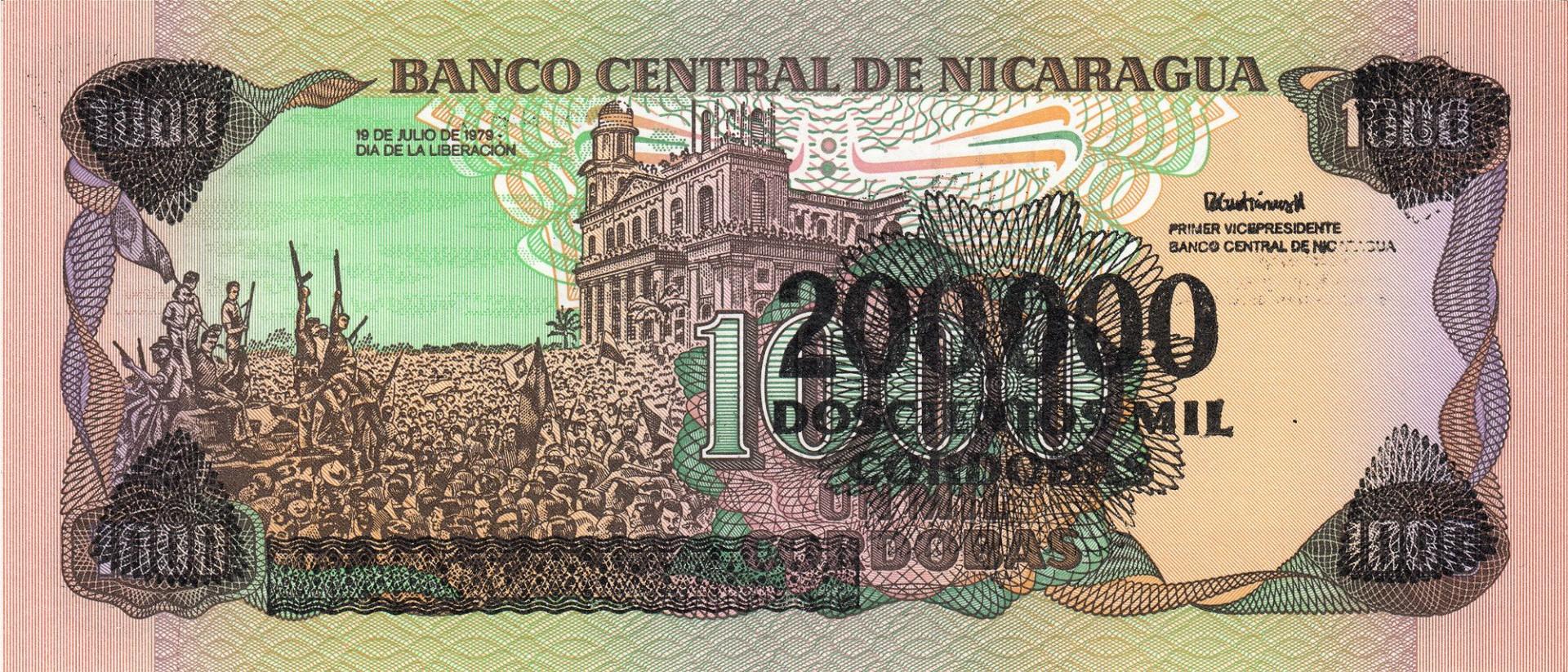 200 000 Cordobas (overprinted) Nicaragua 1990